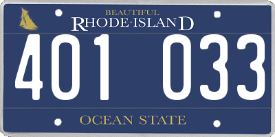 RI license plate 401033