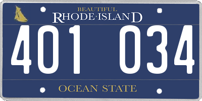 RI license plate 401034