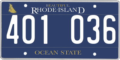 RI license plate 401036