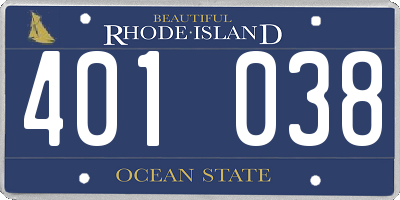 RI license plate 401038