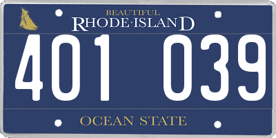 RI license plate 401039