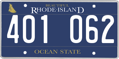 RI license plate 401062