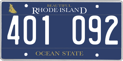 RI license plate 401092