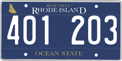 RI license plate 401203