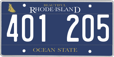 RI license plate 401205