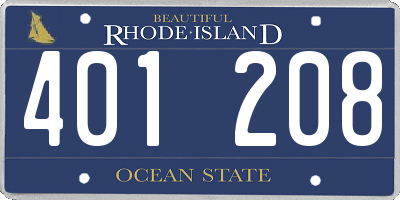 RI license plate 401208