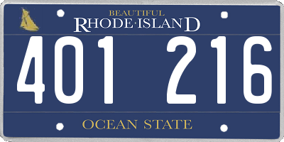 RI license plate 401216