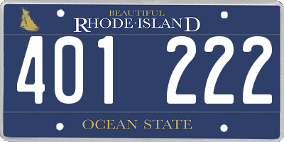 RI license plate 401222