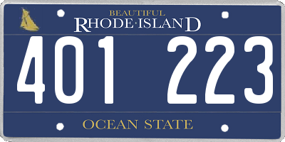 RI license plate 401223