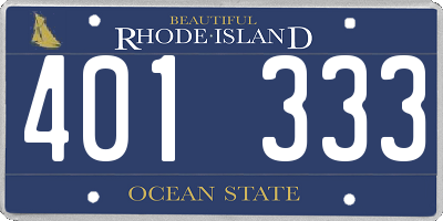 RI license plate 401333