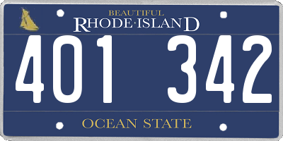 RI license plate 401342