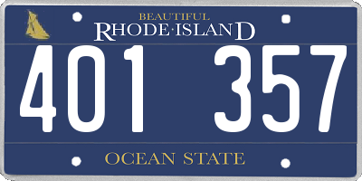 RI license plate 401357