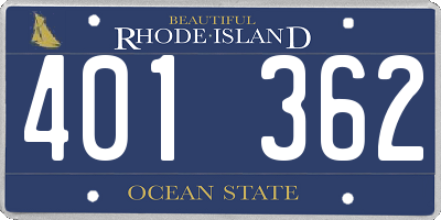 RI license plate 401362