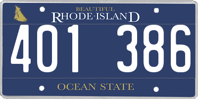 RI license plate 401386