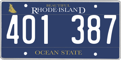 RI license plate 401387