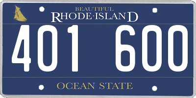 RI license plate 401600
