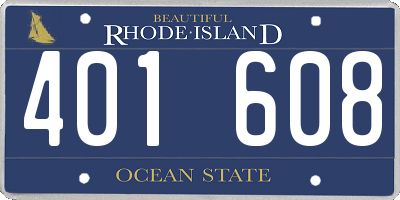 RI license plate 401608