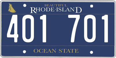 RI license plate 401701