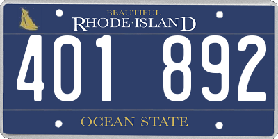 RI license plate 401892