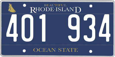 RI license plate 401934