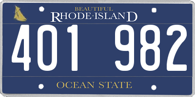 RI license plate 401982