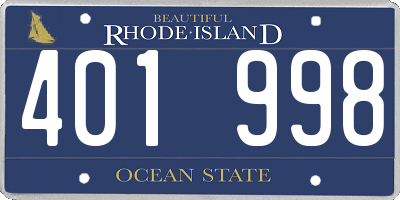 RI license plate 401998