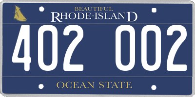 RI license plate 402002