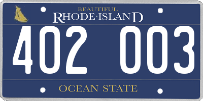 RI license plate 402003
