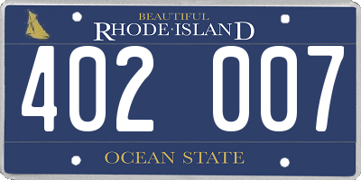 RI license plate 402007