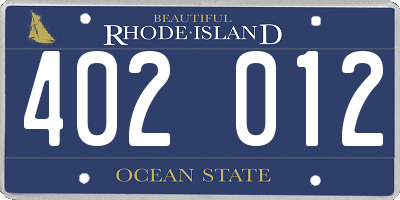 RI license plate 402012