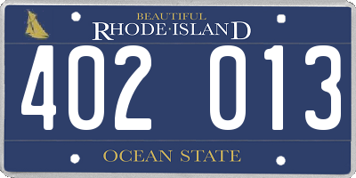 RI license plate 402013