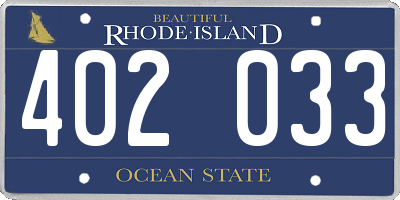 RI license plate 402033