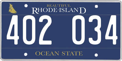 RI license plate 402034