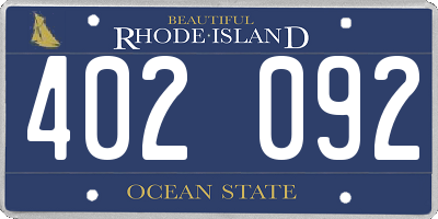 RI license plate 402092