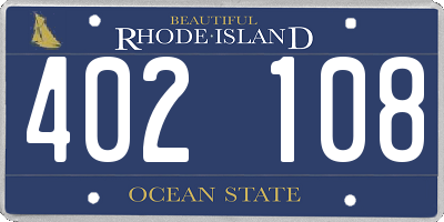 RI license plate 402108