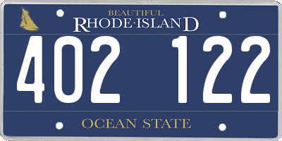 RI license plate 402122
