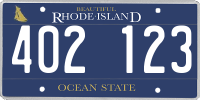 RI license plate 402123