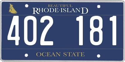 RI license plate 402181