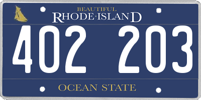 RI license plate 402203