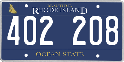 RI license plate 402208