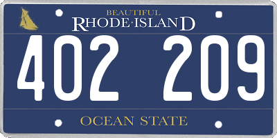 RI license plate 402209