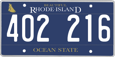 RI license plate 402216