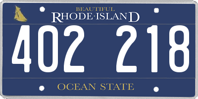 RI license plate 402218