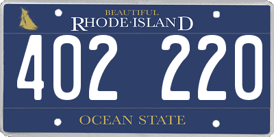 RI license plate 402220