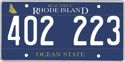RI license plate 402223