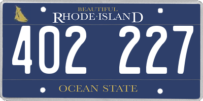 RI license plate 402227