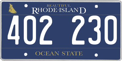 RI license plate 402230
