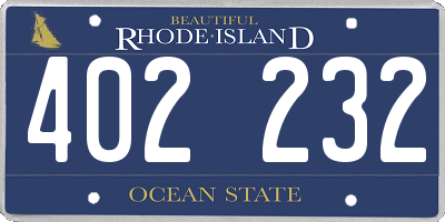 RI license plate 402232