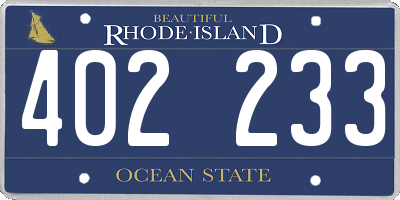 RI license plate 402233