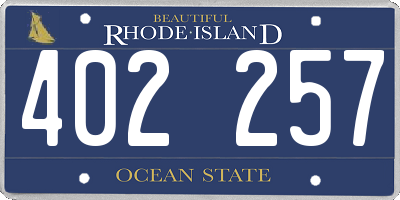 RI license plate 402257